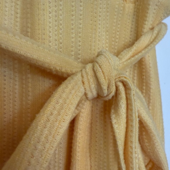 Reserved spring Yellow faux‎ Wrap Dress XS V neck flutter sleeve - Picture 7 of 13